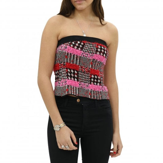 Karl Lagerfeld Boucle Pink Knitted Tube Top