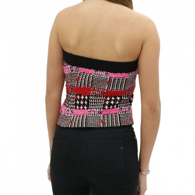 Karl Lagerfeld Boucle Pink Knitted Tube Top