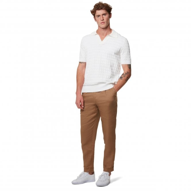 Che Studios Alfred Textured Cutaway Knitted White Polo