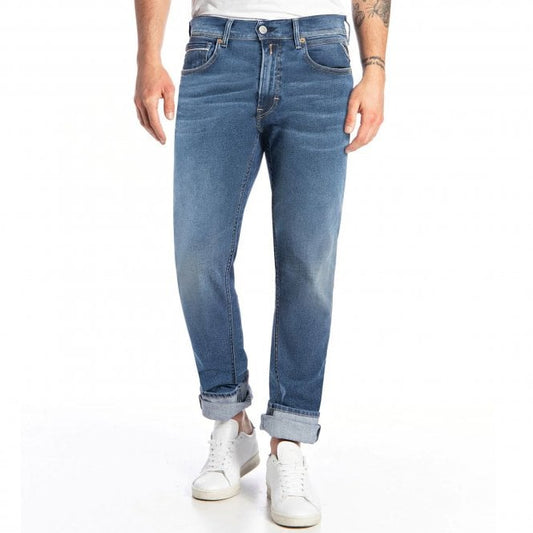 Replay Grover Hyperflex Straight Fit Washed Blue Jean