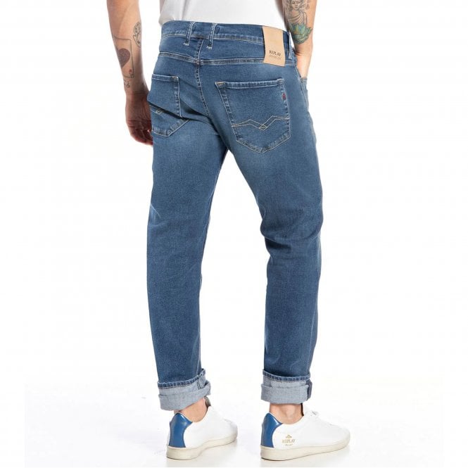 Replay Grover Hyperflex Straight Fit Washed Blue Jean