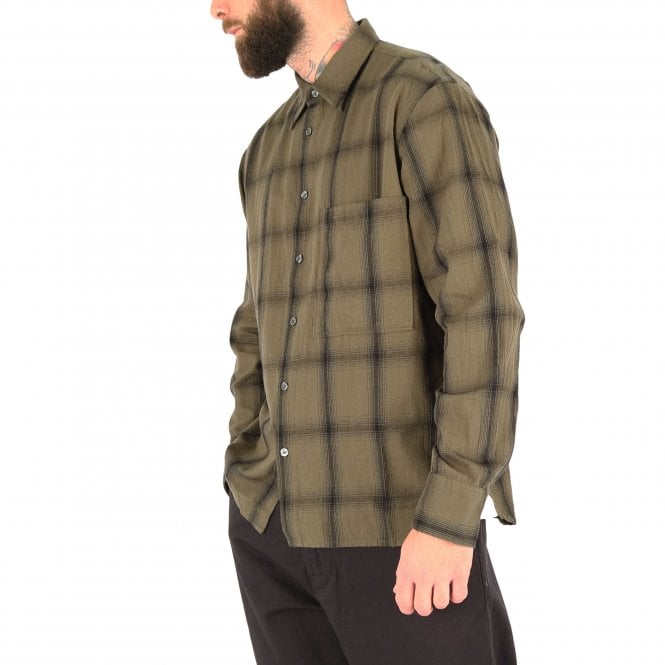 Universal Works Square Pocket Olive Check Shirt