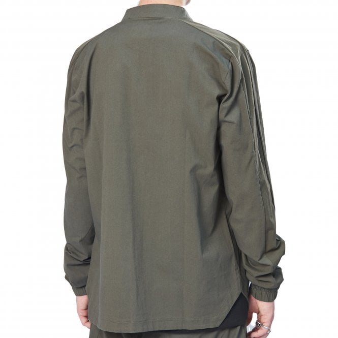 Thom Krom Grandad Nylon Panel Green Shirt