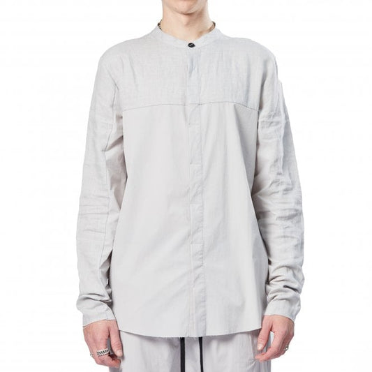 Thom Krom Grandad Linen Nylon Silver Grey Shirt