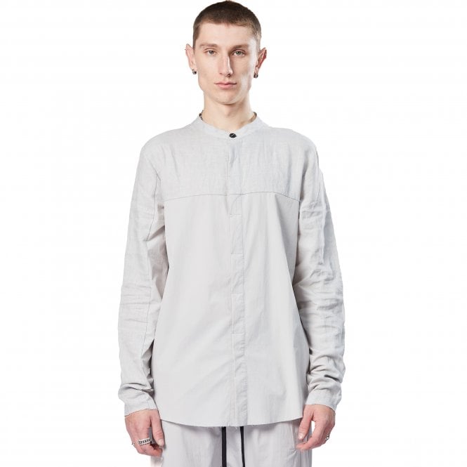 Thom Krom Grandad Linen Nylon Silver Grey Shirt