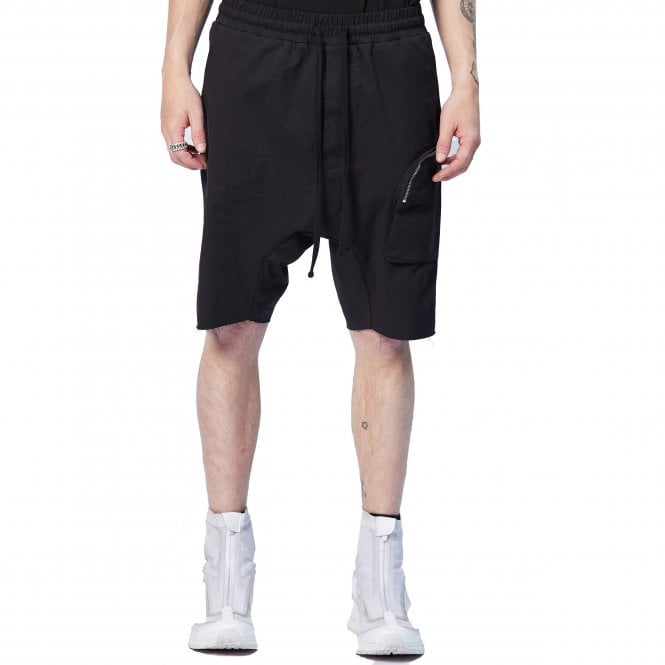 Thom Krom Drop Crotch Black Cargo Short