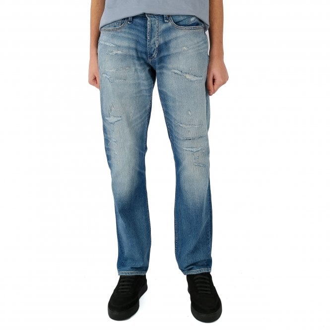 Denham Ridge Straight Stretch Mid Blue Jean