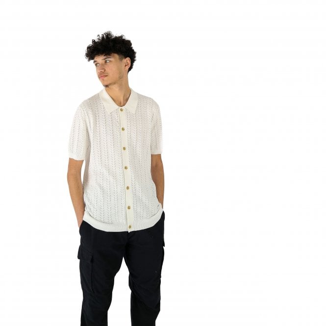 Wax London Tellaro Knitted Chevron Beige Shirt