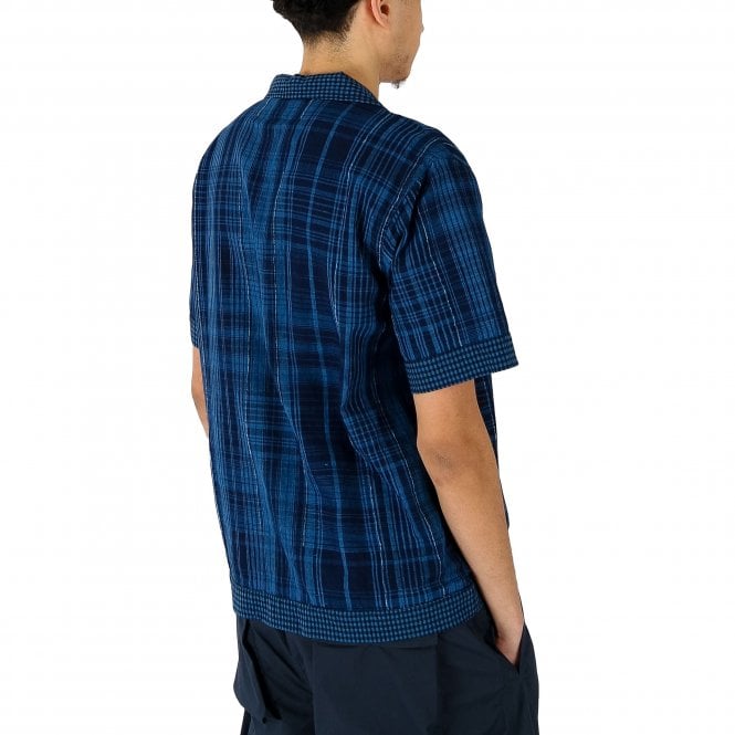 Universal Works Boarder Gingham SS Indigo Shirt