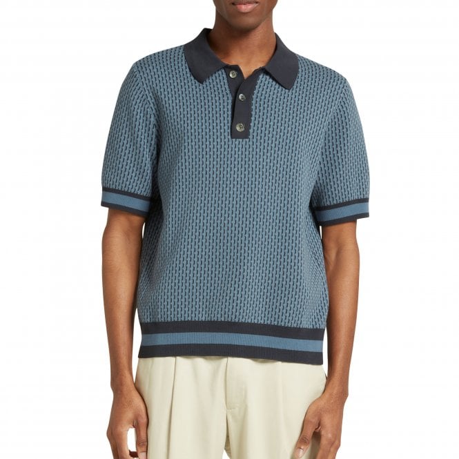 Che Studios Geo Knitted Navy Polo