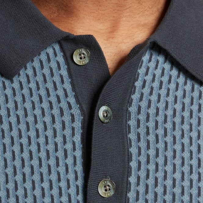 Che Studios Geo Knitted Navy Polo