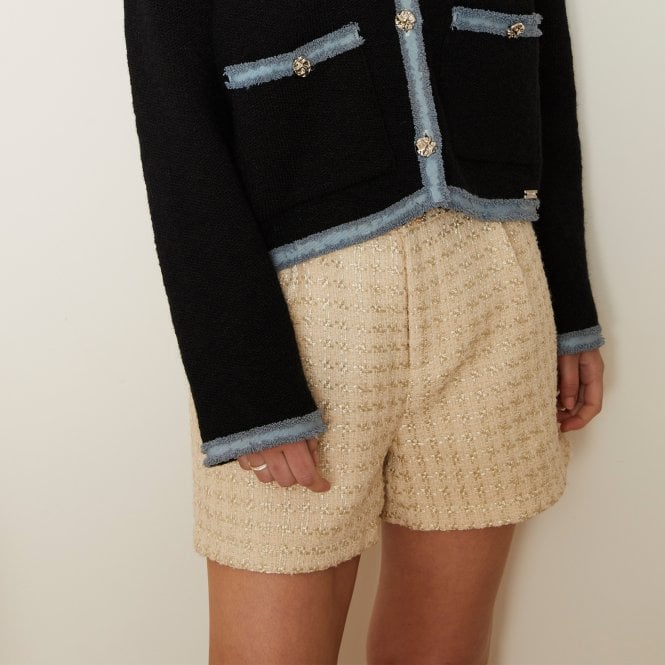 Jovonna Rosaleen Tweed Look Beige Shorts