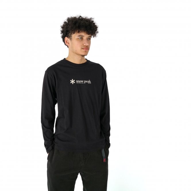 Snow Peak Logo Long Sleeve Black Tee