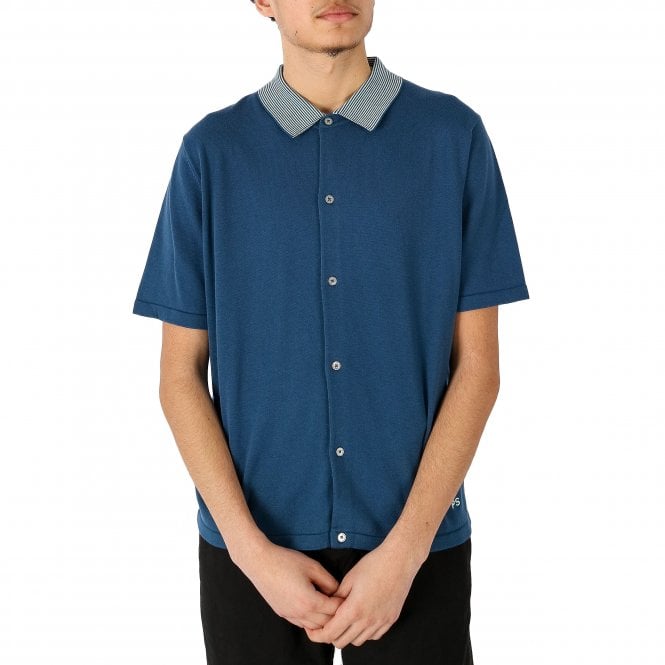 Paul Smith PS Button Through Striped Short Sleeve Turquoise Shirt