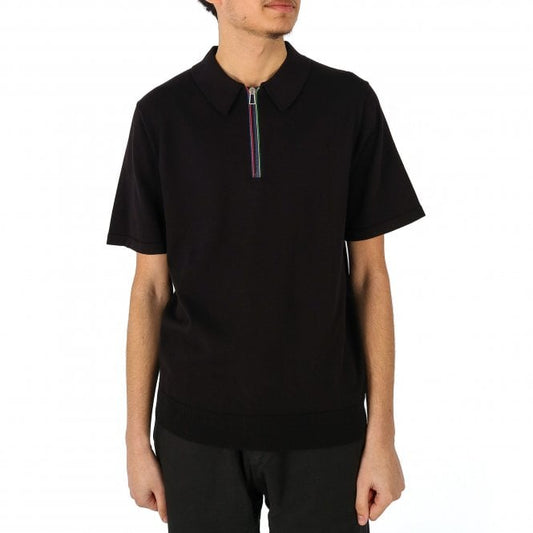 Paul Smith PS Striped Zip Black Polo Shirt