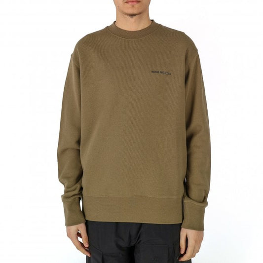 Arne Relaxed Organic Logo Green Sweatshirt