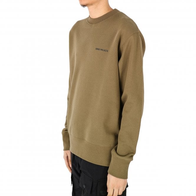 Arne Relaxed Organic Logo Green Sweatshirt