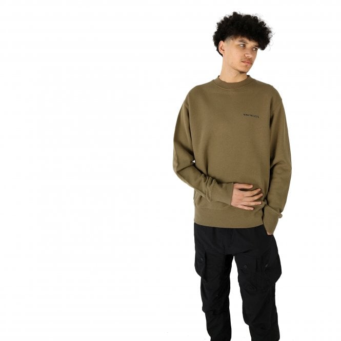 Arne Relaxed Organic Logo Green Sweatshirt