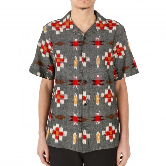 Wax London Didcot Ikat Native SS Grey Shirt