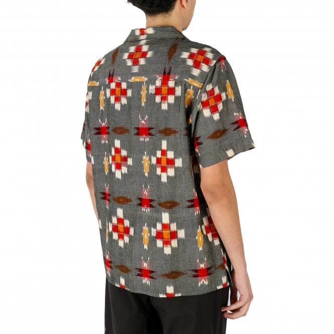 Wax London Didcot Ikat Native SS Grey Shirt