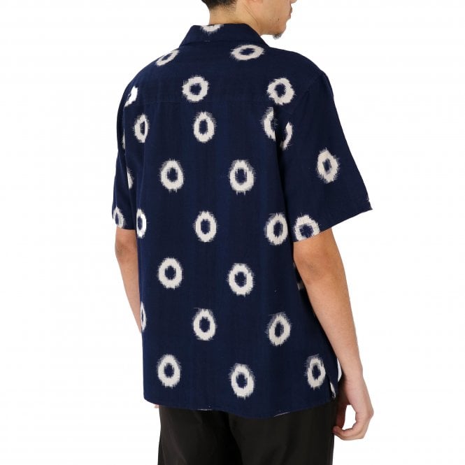 Wax London Dicot Circle Ikat Blue SS Shirt