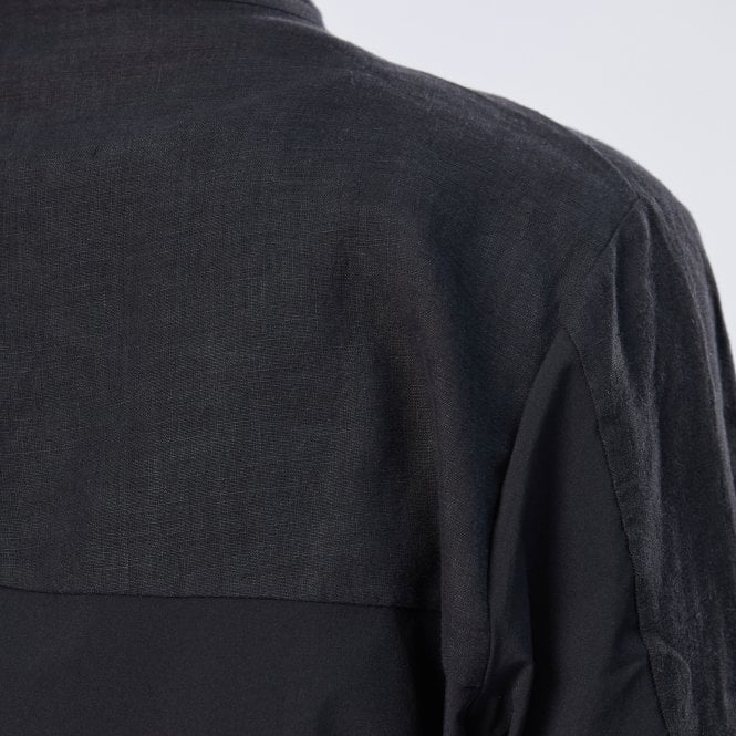 Thom Krom Linen Nylon Black Granddad Shirt