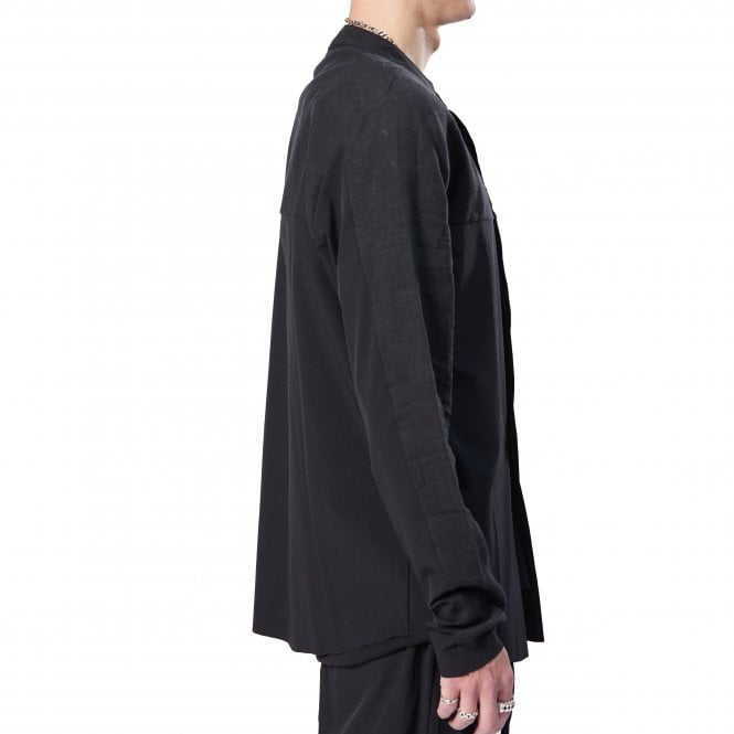 Thom Krom Linen Nylon Black Granddad Shirt