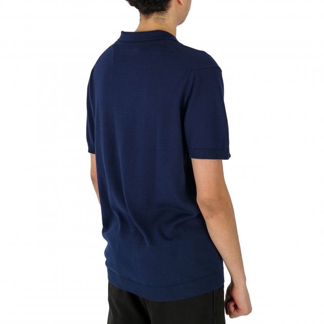 Sandbanks Open Collar Knitted Navy Polo