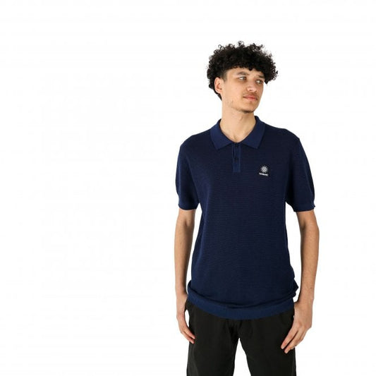 Sandbanks Textured Knitted Navy Polo