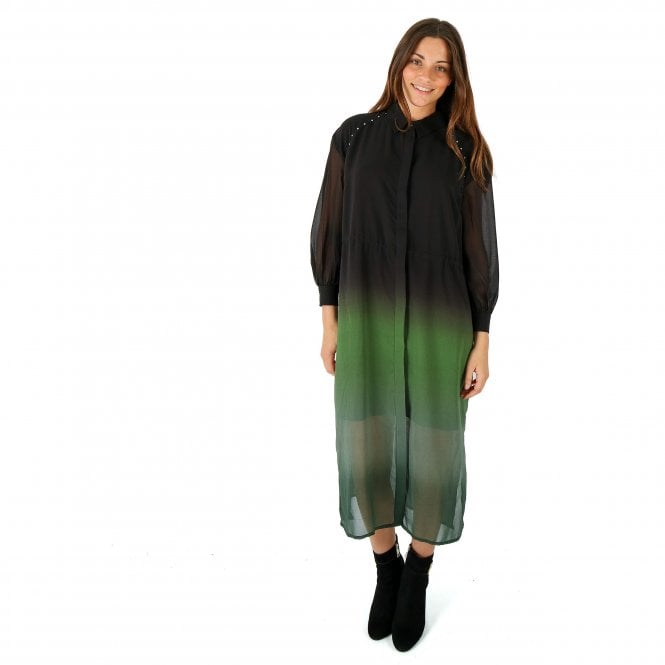 Religion Salvo Dip Dye Shirt Black Green Dress