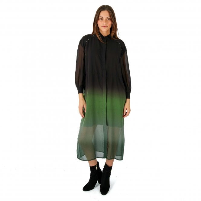 Religion Salvo Dip Dye Shirt Black Green Dress